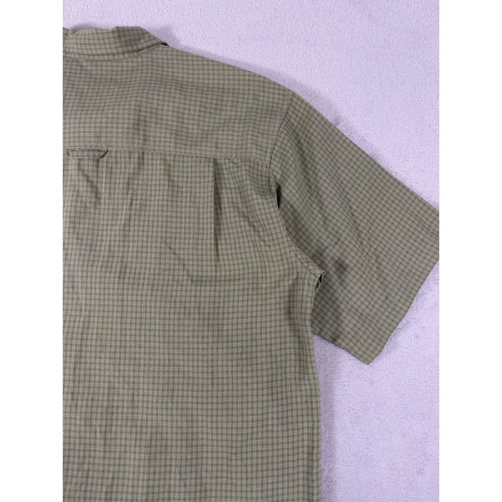 The North Face Plaid Hiking Shirt Men's L‎ Green Short Sleeve Button Up Outdoor